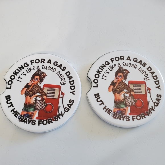 Set Of 2 Ceramic Car Coasters Funny Gas Daddy - Picture 6 of 6